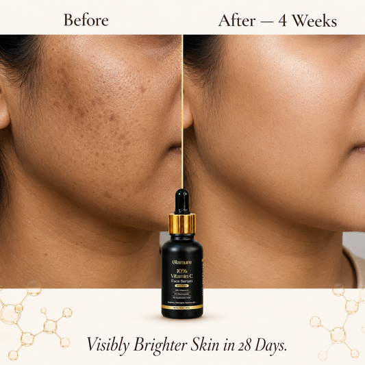 GLAMURE 10% Vitamin C Face Serum with 4% Niacinamide and 1% Hyaluronic Acid | 30ml