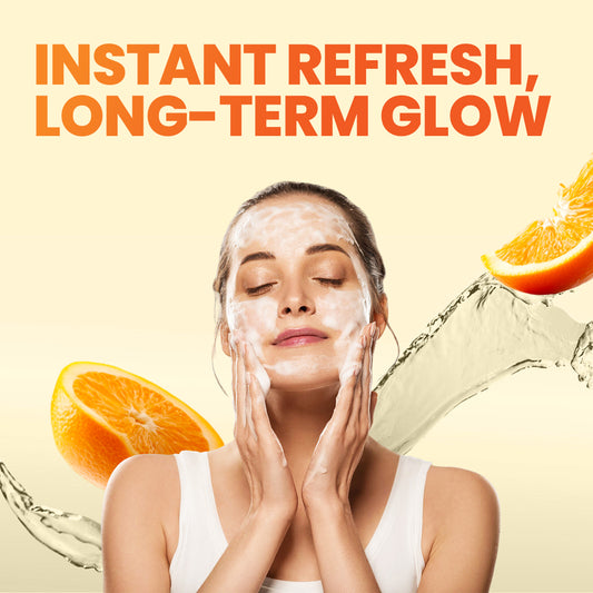 GLAMURE Vitamin C Face Wash | 3% Vitamin C + Hyaluronic Acid + Aloe Vera | Face Wash for Glowing Skin, Oily Skin, Dark Spots & Dullness | Gentle Cleanser for Men & Women | 100ml