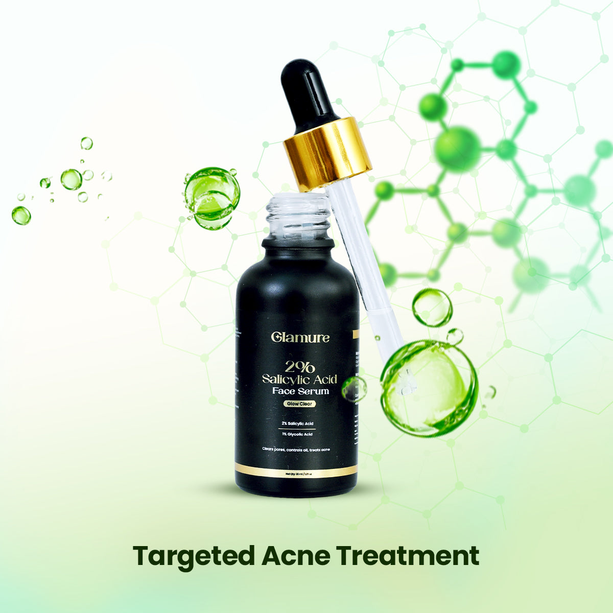 GLAMURE 2% Salicylic Acid Face Serum with 1% Glycolic Acid, Exfoliating Face Serum for Smooth Skin, Pores, Texture & Glow, Men & Women, 30ml
