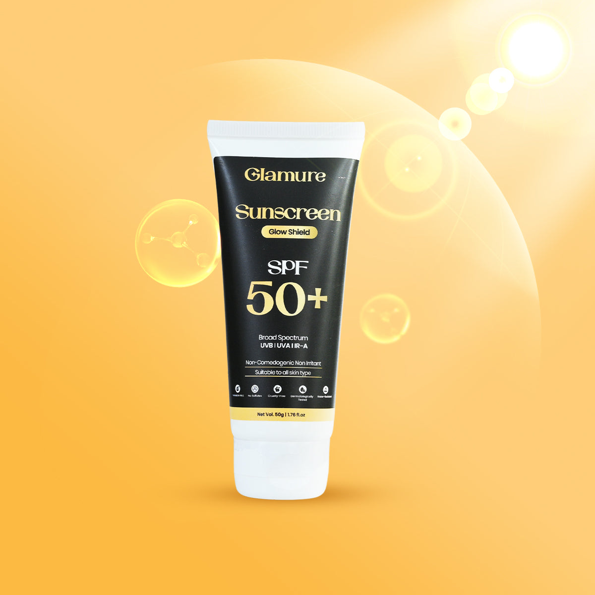 GLAMURE Sunscreen SPF 50+ for Face, Matte Finish, Lightweight & Non-Greasy, No White Cast, Broad Spectrum UVA/UVB Sunblock for Men & Women, 50ml