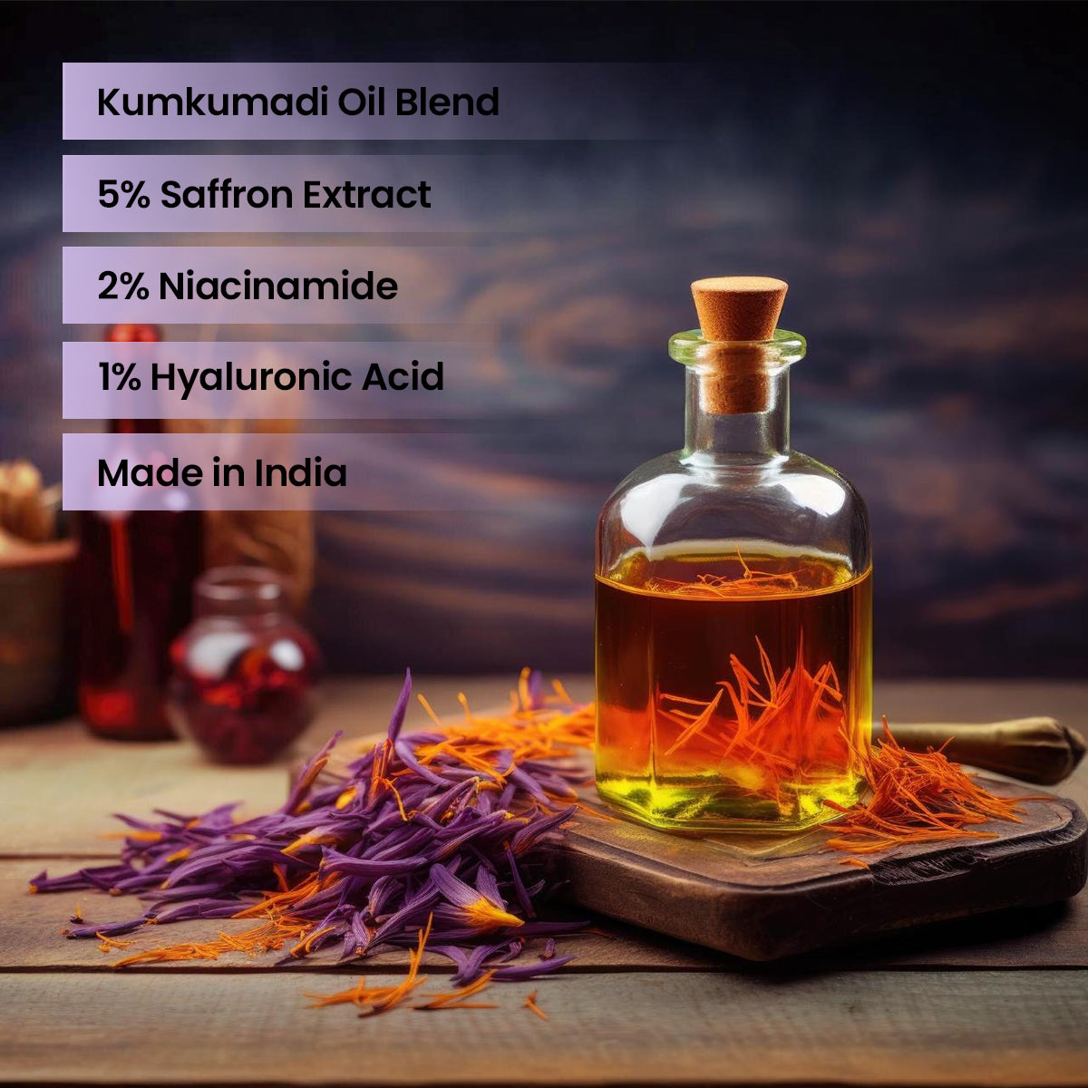 Glamure Kumkumadi Face Serum | Ayurvedic Kumkumadi Tailam Face Oil with Vitamin C, Niacinamide & Hyaluronic Acid | Face Oil for Glowing Skin, Pigmentation & Dark Spots | 30ml