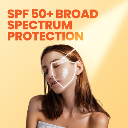 GLAMURE Sunscreen SPF 50+ for Face, Matte Finish, Lightweight & Non-Greasy, No White Cast, Broad Spectrum UVA/UVB Sunblock for Men & Women, 50ml