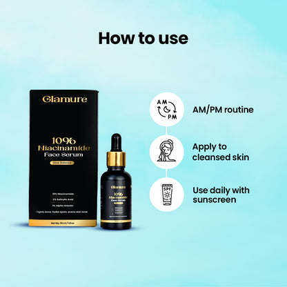 GLAMURE 10% Niacinamide Face Serum with 2% Salicylic Acid n 1% Alpha Arbutin for Dark Spot, Oil Control n Pores, Brightening Serum for Men n Women,30ml