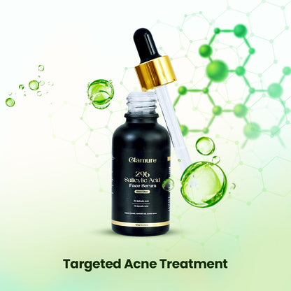 GLAMURE 2% Salicylic Acid Face Serum with 1% Glycolic Acid, Exfoliating Face Serum for Smooth Skin, Pores, Texture & Glow, Men & Women, 30ml