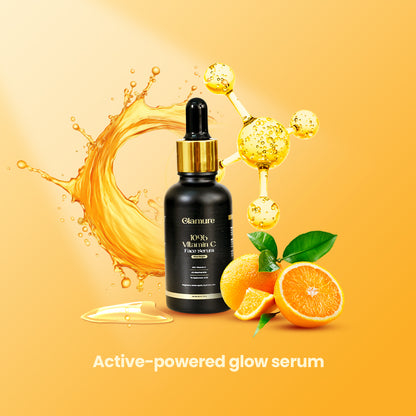 GLAMURE 10% Vitamin C Face Serum with 4% Niacinamide & 1% Hyaluronic Acid | Brightening & Hydrating Serum for Glowing Skin, Dark Spots, and Pigmentation | For Men & Women | 30ml