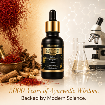 GLAMURE Ayurvedic Kumkumadi Tailam Face Oil with Saffron, Niacinamide and Hyaluronic Acid | 30ml