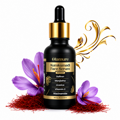 GLAMURE Ayurvedic Kumkumadi Tailam Face Oil with Saffron, Niacinamide and Hyaluronic Acid | 30ml