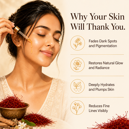 GLAMURE Ayurvedic Kumkumadi Tailam Face Oil with Saffron, Niacinamide and Hyaluronic Acid | 30ml